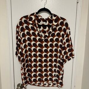 Sandro Viscose Short Sleeve Patterned Button Down